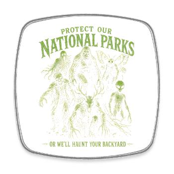 Les cryptides protègent nos parcs nationaux - Magnet carré - blanc - Devant