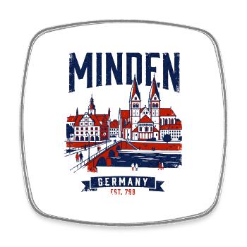 Cathedral Minden Germany City Skyline Historic - Square fridge magnet - white - Front