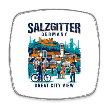 Salzgitter Germany Great City View Skyline - Square fridge magnet - white - Front