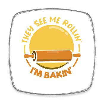 Cake Baking Pastry Chef Cake Baker - Square fridge magnet - white - Front
