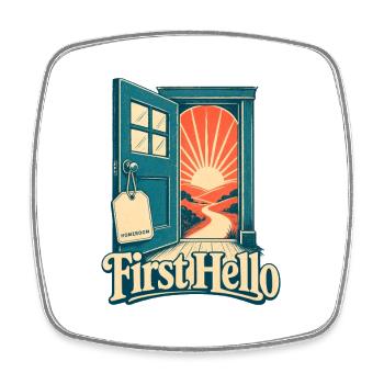 Homeroom Teacher Gift First Hello, First Day of Sc - Square fridge magnet - white - Front