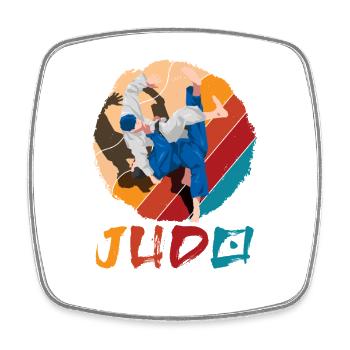 Judo Retro Vintage Arts Martial Judoka Projection - Magnet carré - blanc - Devant