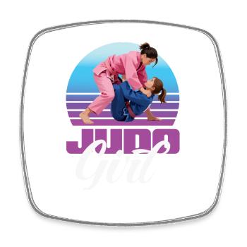 Judo Girl Retro Girl Martial Arts Judoka - Magnet carré - blanc - Devant