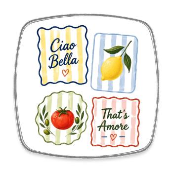 Ciao Bella That’s Amore Italien Sommer - Viereckiger Kühlschrankmagnet - Weiß - Vorne