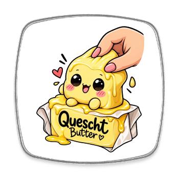 Quescht Butter Squishi - Viereckiger Kühlschrankmagnet - Weiß - Vorne