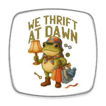 We Thrift at Dawn Frog - Square fridge magnet - white - Front