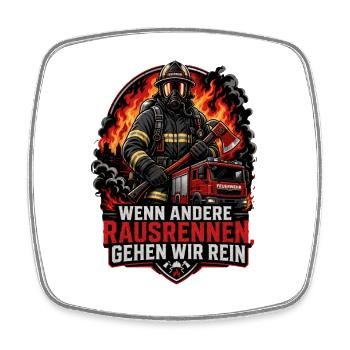 Feuerwehr - Viereckiger Kühlschrankmagnet - Weiß - Vorne