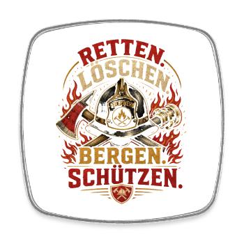 Feuerwehr - Viereckiger Kühlschrankmagnet - Weiß - Vorne