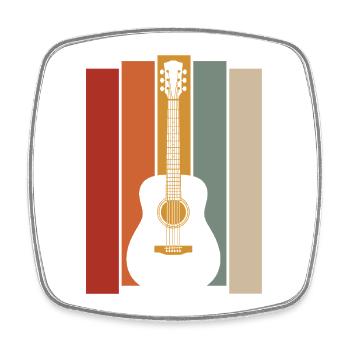 Retro Guitar Graphic - Musician Guitarist - Square fridge magnet - white - Front