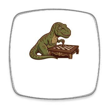 T-Rex Dinosaur Playing Chess - Square fridge magnet - white - Front