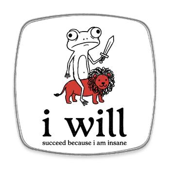 Froschritter with lion companion - Square fridge magnet - white - Front