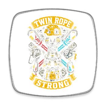 Industrial Climber Height Worker Twin Rope Strong - Square fridge magnet - white - Front
