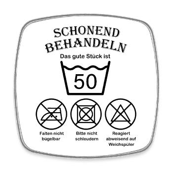 Die Wäsche bitte schonend behandeln 50 Geburtstag - Viereckiger Kühlschrankmagnet - Weiß - Vorne