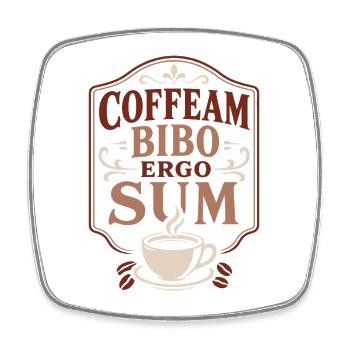 Ich trinke Kaffee also bin ich | Latein Spruch - Viereckiger Kühlschrankmagnet - Weiß - Vorne