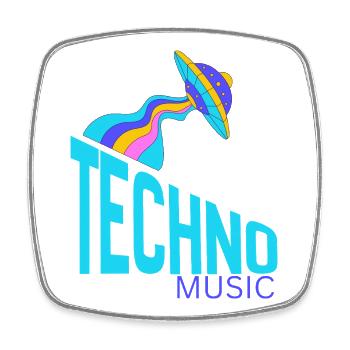 UFO Neon Techno Beam - Square fridge magnet - white - Front