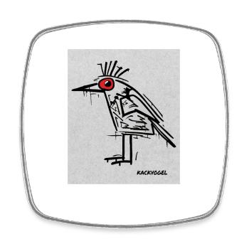Kackvogel – Lustiger Vogel mit schwarzem Humor - Viereckiger Kühlschrankmagnet - Weiß - Vorne