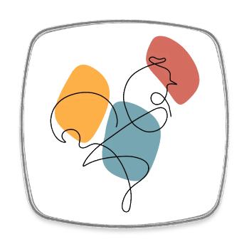 Lineart rooster with colour background - Square fridge magnet - white - Front