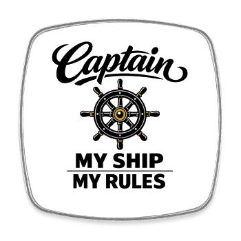 Gouvernail nautique pour capitaines et marins - Magnet carré - blanc - Devant