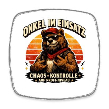 Onkel im Einsatz – Chaos-Kontrolle mit Bär - Viereckiger Kühlschrankmagnet - Weiß - Vorne