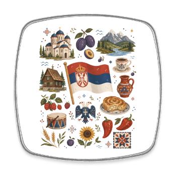 Serbia | Balkans, Tradition & Homeland - Square fridge magnet - white - Front
