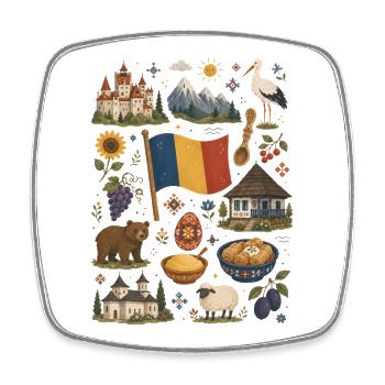 Romania | Carpathians, Culture & Homeland - Square fridge magnet - white - Front