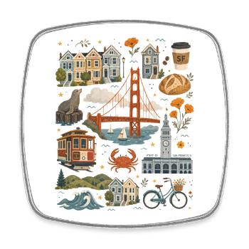 San Francisco | Golden Gate & Coastal Flair - Square fridge magnet - white - Front
