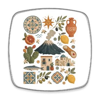 Sicily | Etna, Citrus & Island Delight - Square fridge magnet - white - Front