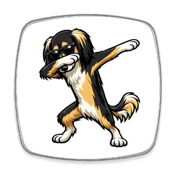 Tabbing de Saluki dans un style comic - Magnet carré - blanc - Devant