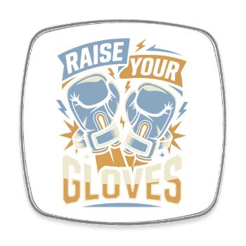 Levez vos gants Gants de boxe - Magnet carré - blanc - Devant