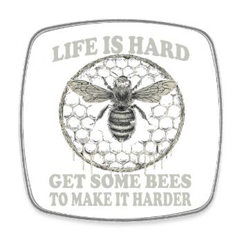 Fournitures d’apiculture Accessoires d’apiculteur Motif de nid d’abeille - Magnet carré - blanc - Devant
