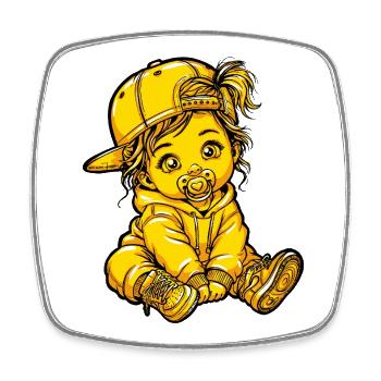 Fille Mädchen Bébé - Magnet carré - blanc - Devant