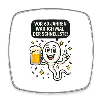 Vor 60 Jahren war ich der Schnellste 60 Geburtstag - Viereckiger Kühlschrankmagnet - Weiß - Vorne