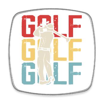 Retro Golf – départ passionné - Magnet carré - blanc - Devant