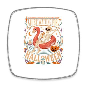 Juste en attente du flamant squelette d’Halloween - Magnet carré - blanc - Devant