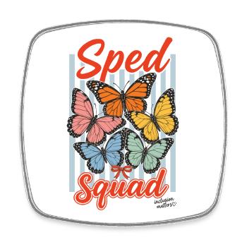 Sped Squad Butterfly Special Education Teacher - Square fridge magnet - white - Front