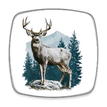 Cerf avec bois - Magnet carré - blanc - Devant
