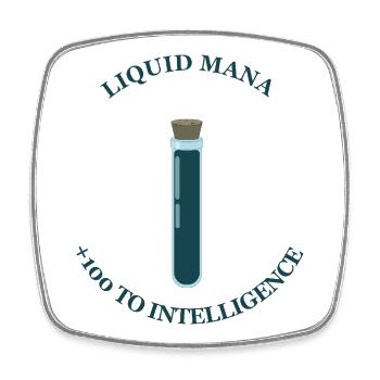 Liquid Mana – +100 Intelligence - Square fridge magnet - white - Front