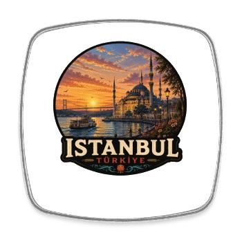 Istanbul Bosporus Sonnenuntergang Urlaub - Viereckiger Kühlschrankmagnet - Weiß - Vorne