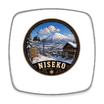 Ski Snowboard des vacances d’hiver à Niseko Hokkaido - Magnet carré - blanc - Devant
