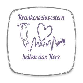 Herzformiges Stethoskop: Wir heilen das Herz - Viereckiger Kühlschrankmagnet - Weiß - Vorne