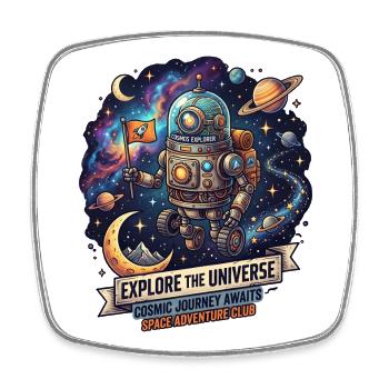 Cosmos Adventure Robot Explorer - Magnet carré - blanc - Devant
