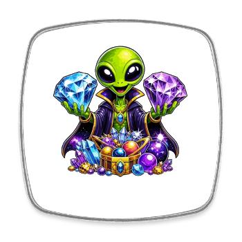Mage du trésor extraterrestre - Magnet carré - blanc - Devant