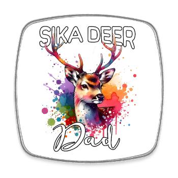 Papa de cerfs sika - Magnet carré - blanc - Devant