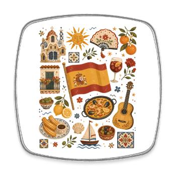 Espagne | Tapas, soleil & joie de vivre - Magnet carré - blanc - Devant