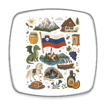 Slovénie | Alpes, Saignée et Nature - Magnet carré - blanc - Devant
