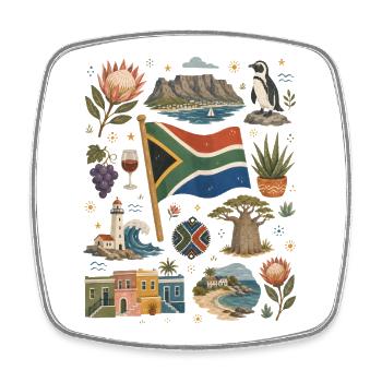 Afrique du Sud | Cape Town, Côte et Nature sauvage - Magnet carré - blanc - Devant