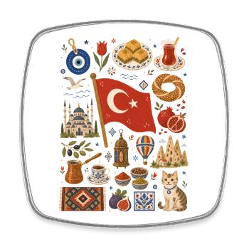 Turquie | Bosphore, plaisir et tradition - Magnet carré - blanc - Devant