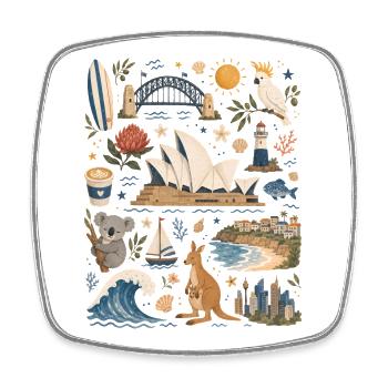 Sydney | Port, surf et Australie - Magnet carré - blanc - Devant