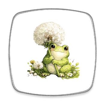 Grenouille mignonne avec pissenlit et fleurs pour - Magnet carré - blanc - Devant