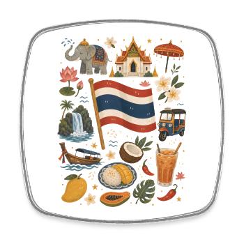 Thailand | Temples, Tropics & Street Food - Square fridge magnet - white - Front